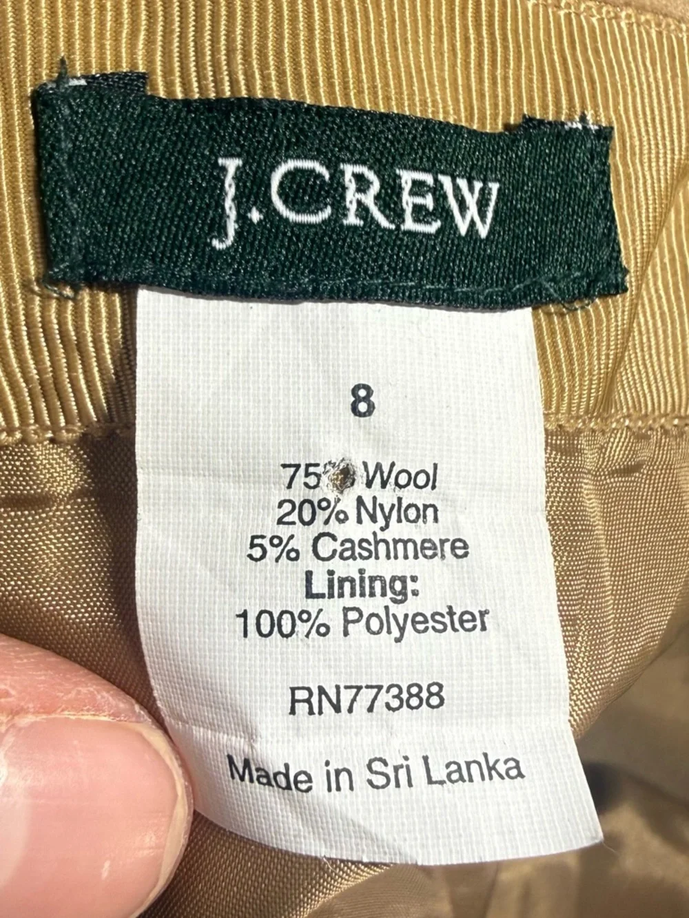 J.Crew Wool Cashmere‎ Mini Skirt Tan Camel Pockets Preppy